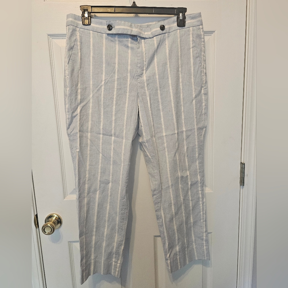 Banana Republic Light Blue Striped Chinos